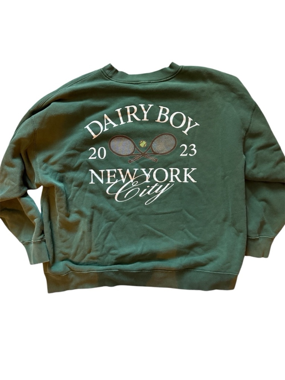 Dairy Boy NYC Tennis Sweatshirt XL Green Oversized Crewneck 2023